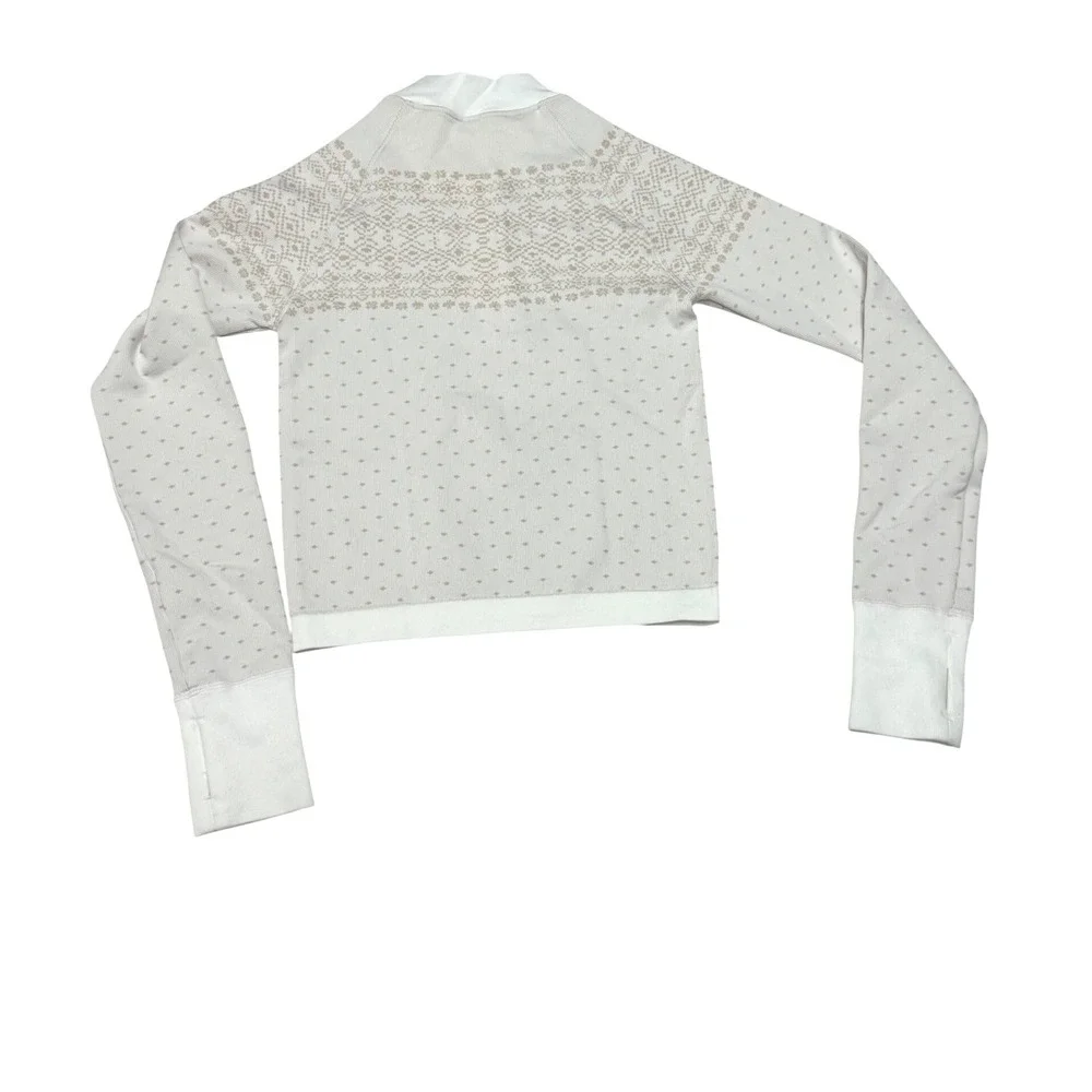 DSG Momentum Seamless 1/4 Zip Womens XS Pure White Fair Isle Pullover DAW24322